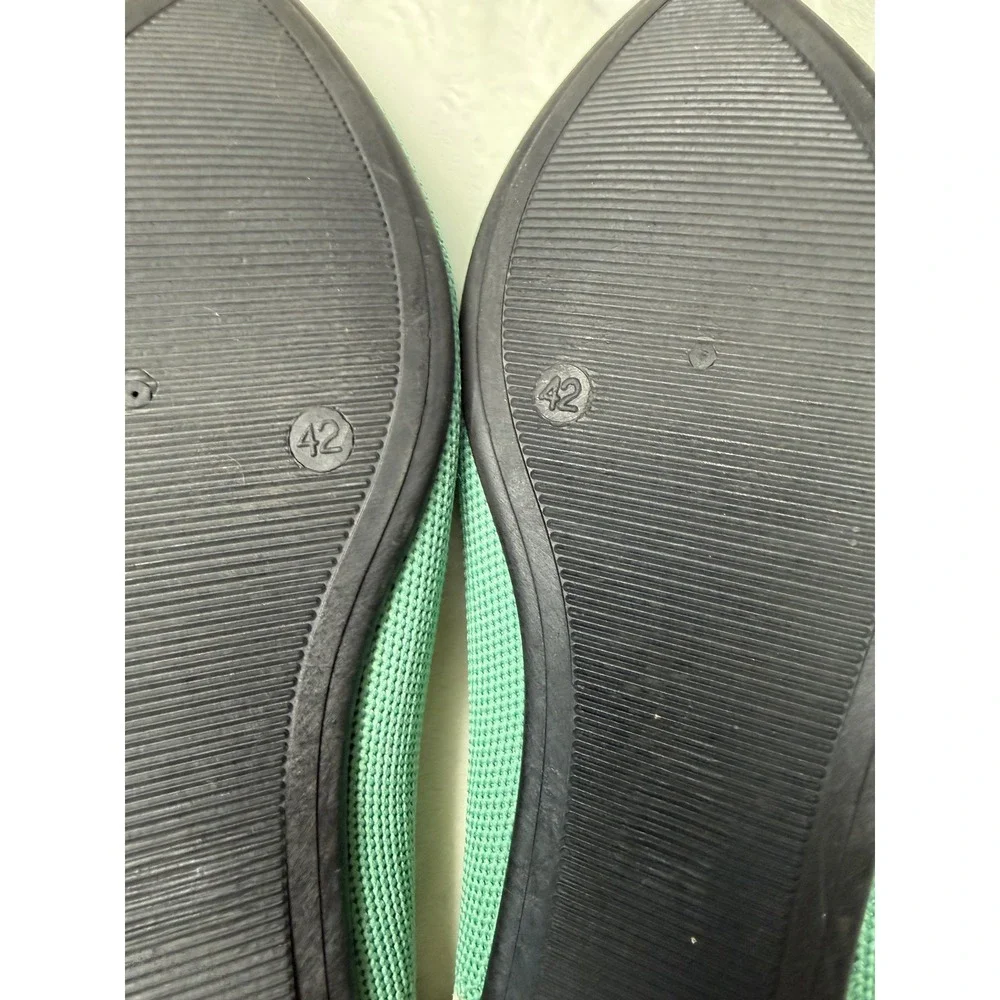 Mint Green Pointed Toe Knit Flats White Trim Slip On Shoes Size 42 Rothy's Dupe